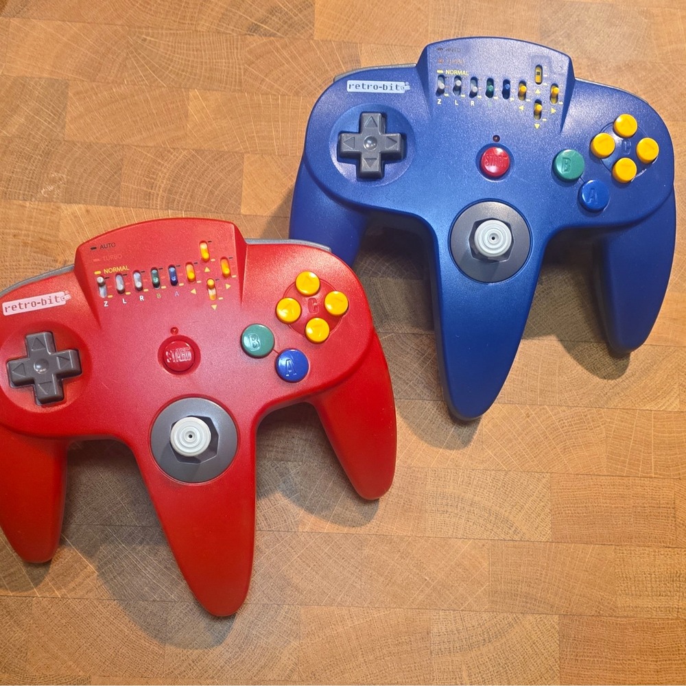 Retro-Bit N64 Wireless Turbo Controller for Nintendo 64 Console, Red/Blue